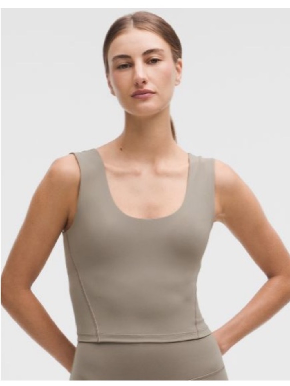 Lululemon Wunder Train Wide Strap Warm Ash Grey Crop Tank Size 6